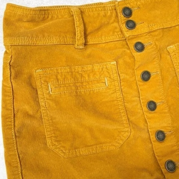 We The Free Joanie Mustard Yellow Corduroy Button Down Mini Skirt Size 25 - Picture 6 of 7